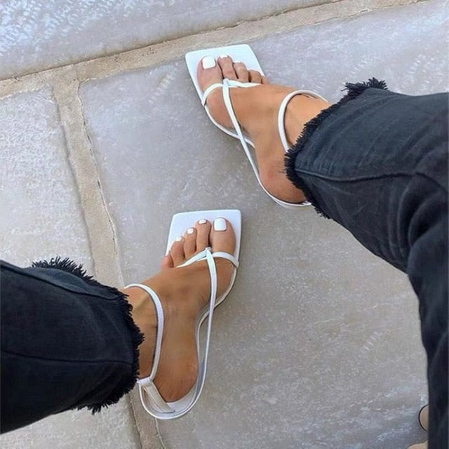 Square Toe Buckle Strap High Heels
