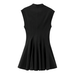 Black Sleeveless Pleated Mini Skater Dress