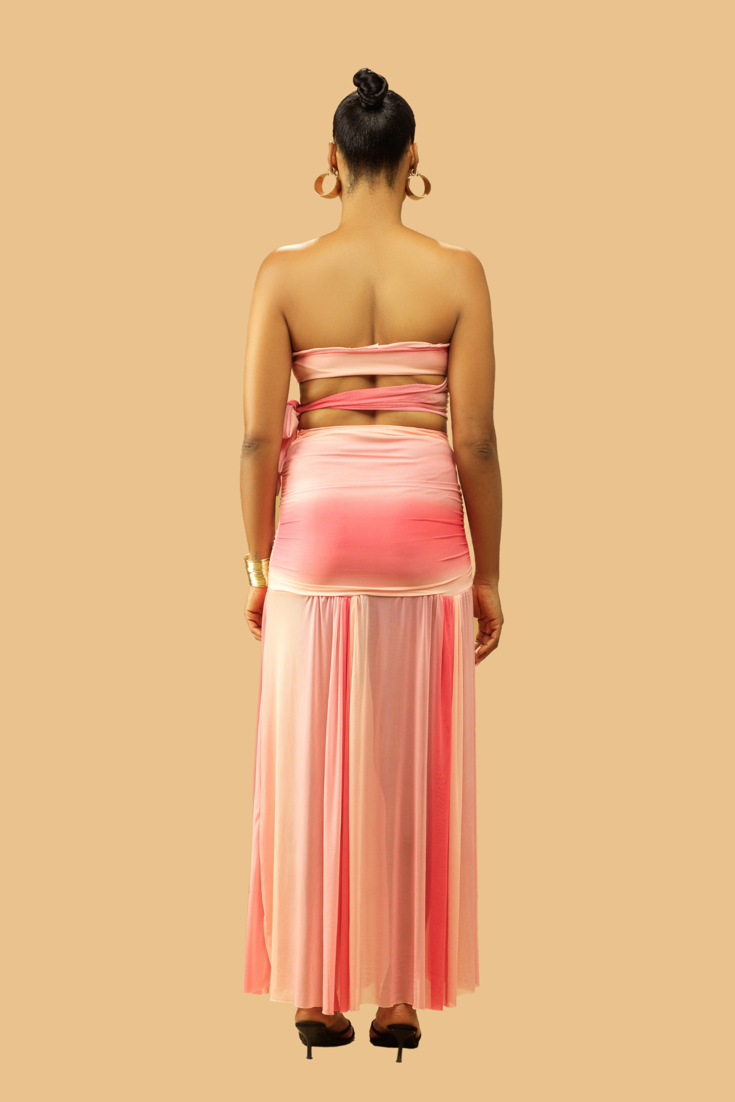 Boho Pink Ombre Maxi Skirt & Top Co-ord Set