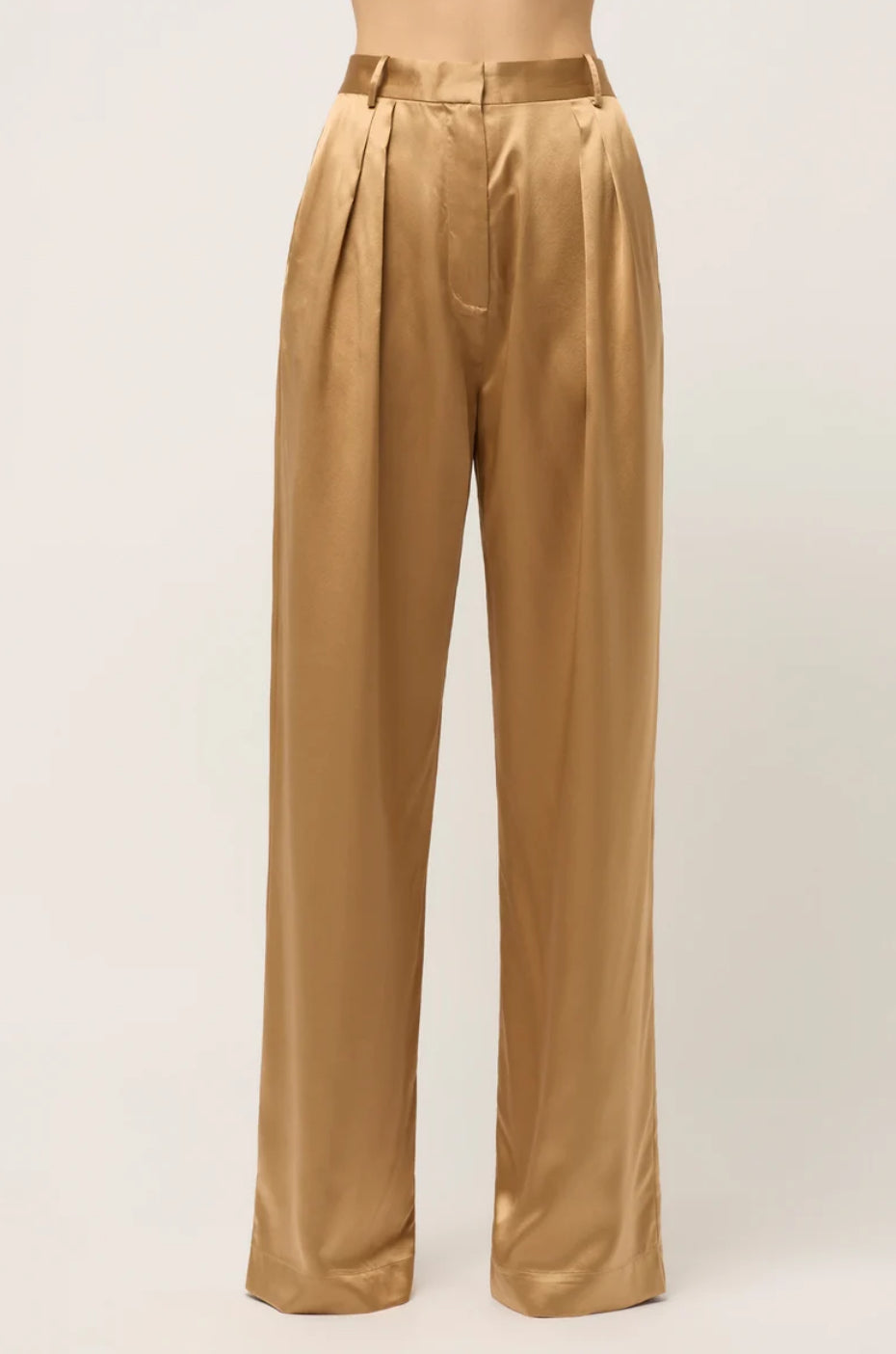 Black Wide Leg Satin High Waisted Trousers