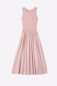 Pink Cotton Jersey Drop Waist Maxi Dress