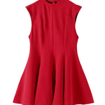 Red Sleeveless Pleated Mini Skater Dress