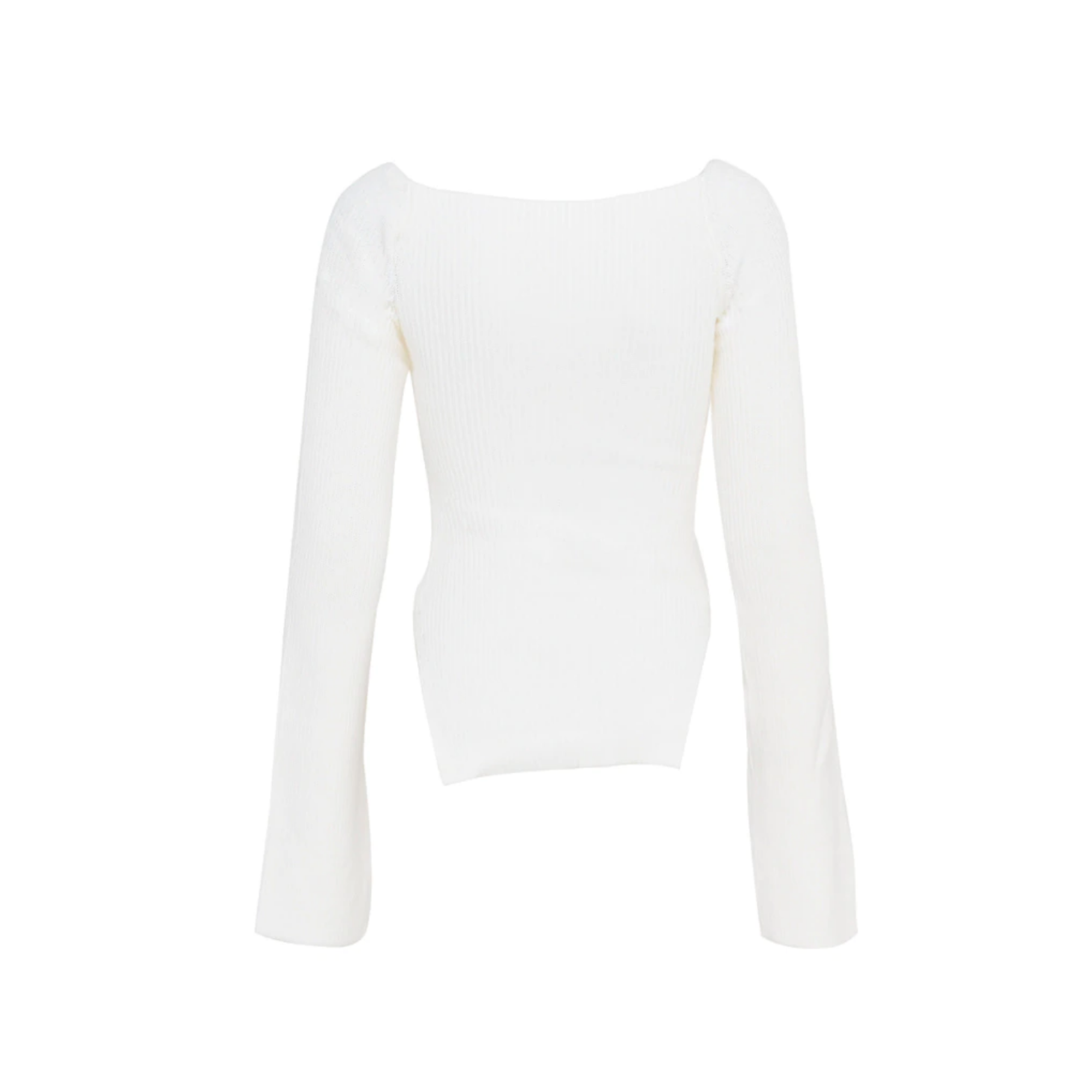 Ribbed Square Neck Bustier Long Sleeve Top