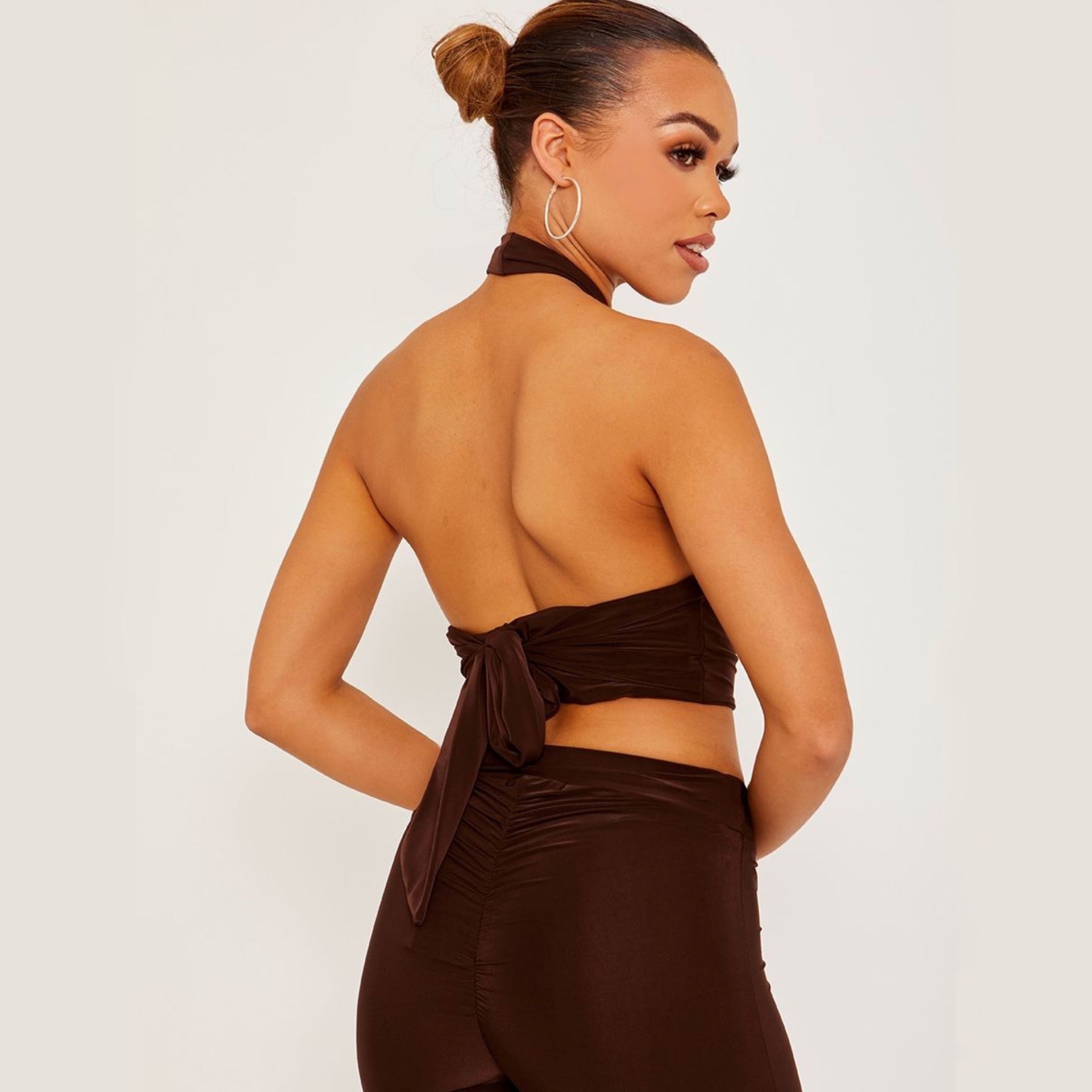 Brown Halterneck Crop Top