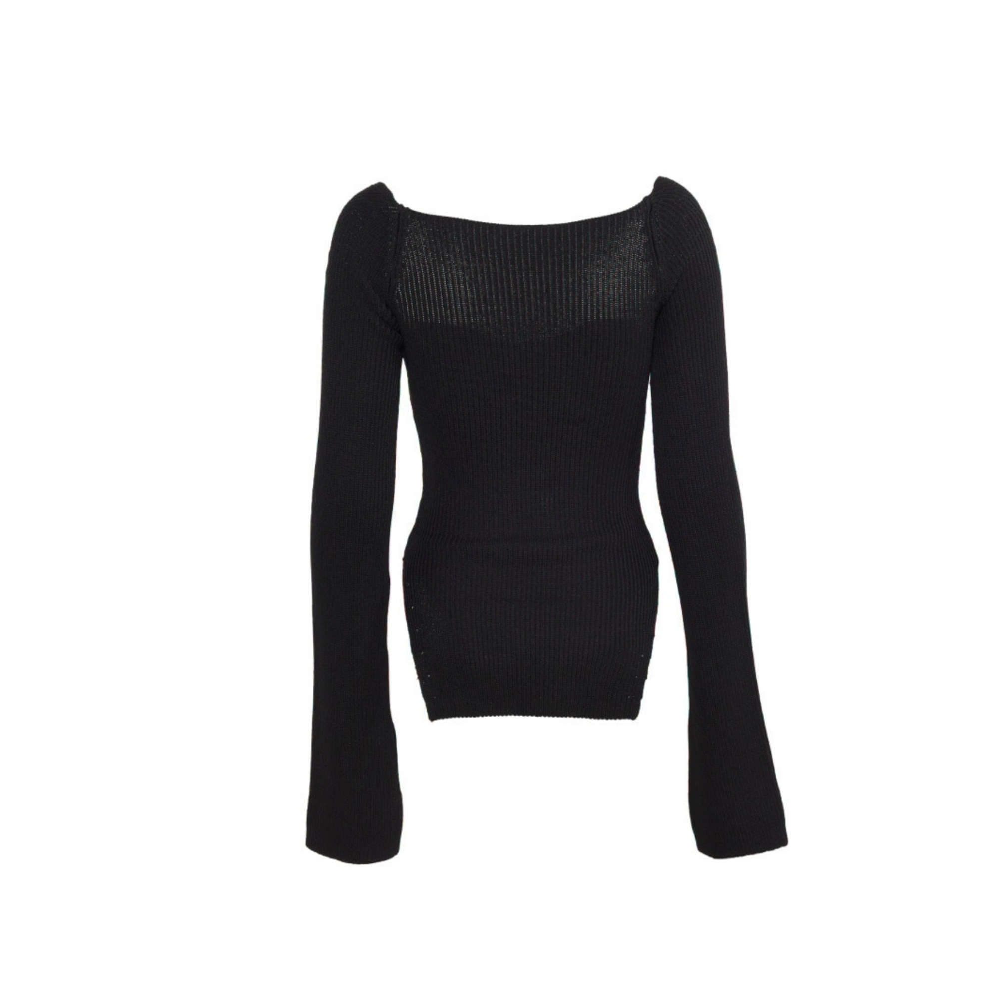 Ribbed Square Neck Bustier Long Sleeve Top