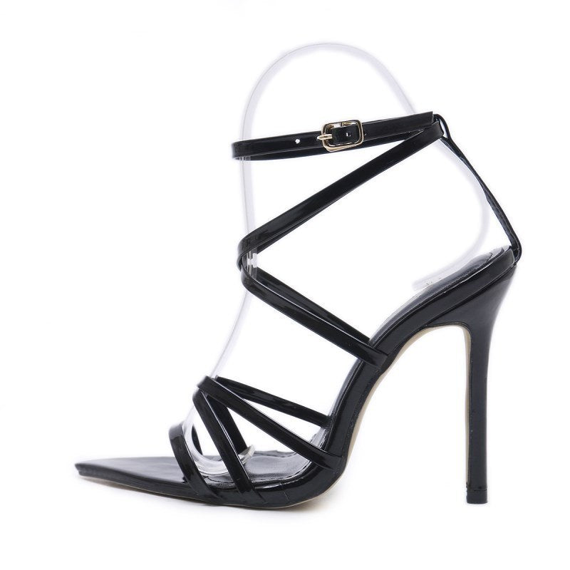 Patent Pointed Strappy Heel