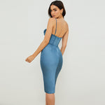 Satin Corset Strappy Midi Dress