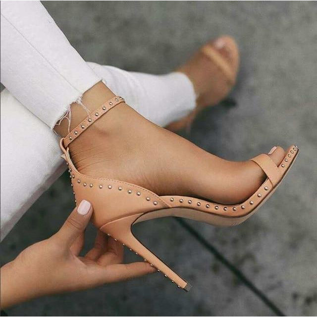 Studded Strappy High Heels