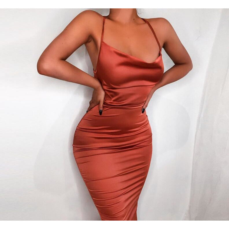 Satin Midi Slip Dress