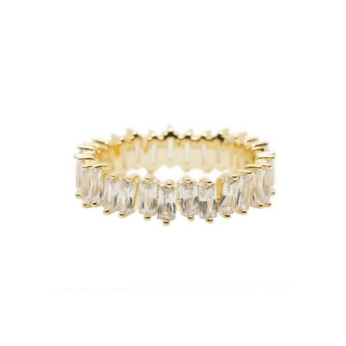 Gold Crystal Baguette Cut Ring