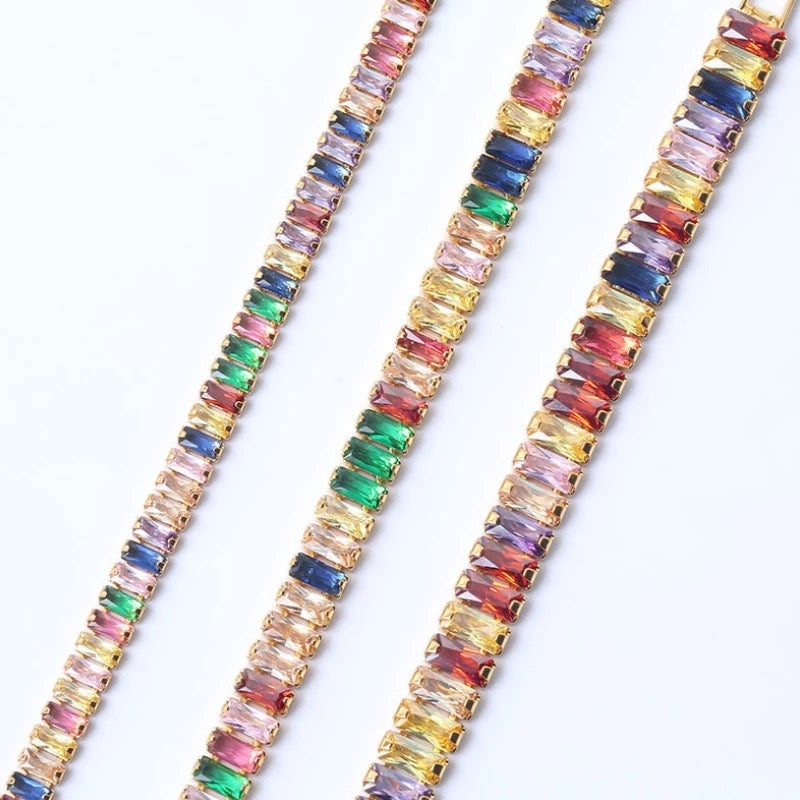Rainbow Baguette Cut Bracelet