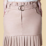 Pink Faux Leather Belt Detail Mini Skirt