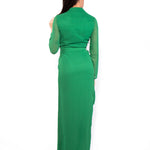 Green Wrap Front Shirt Evening Dress (back)