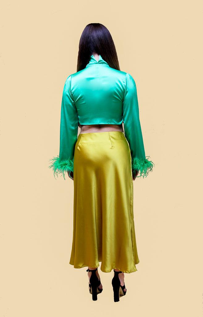 Satin A Line Midi Skirt