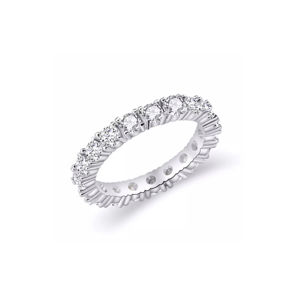 Sterling Silver Pave Set Eternity Ring