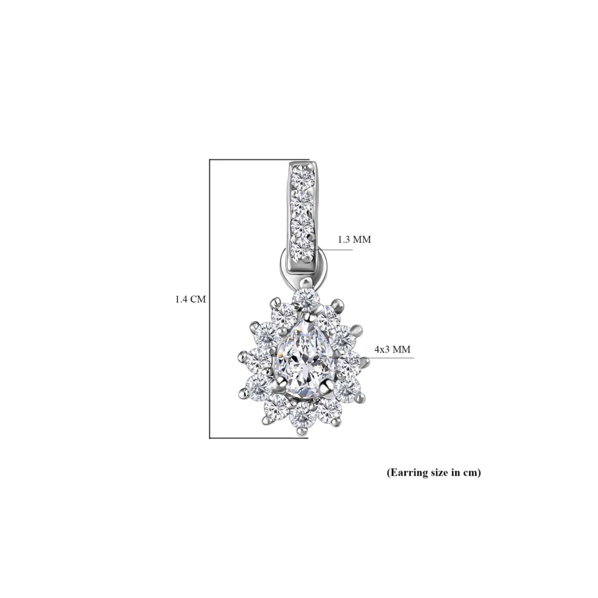 Sterling Silver Pear Cut Drop Halo Earrings