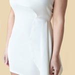 White One-Shoulder Ruffle Scuba Bodycon Dress