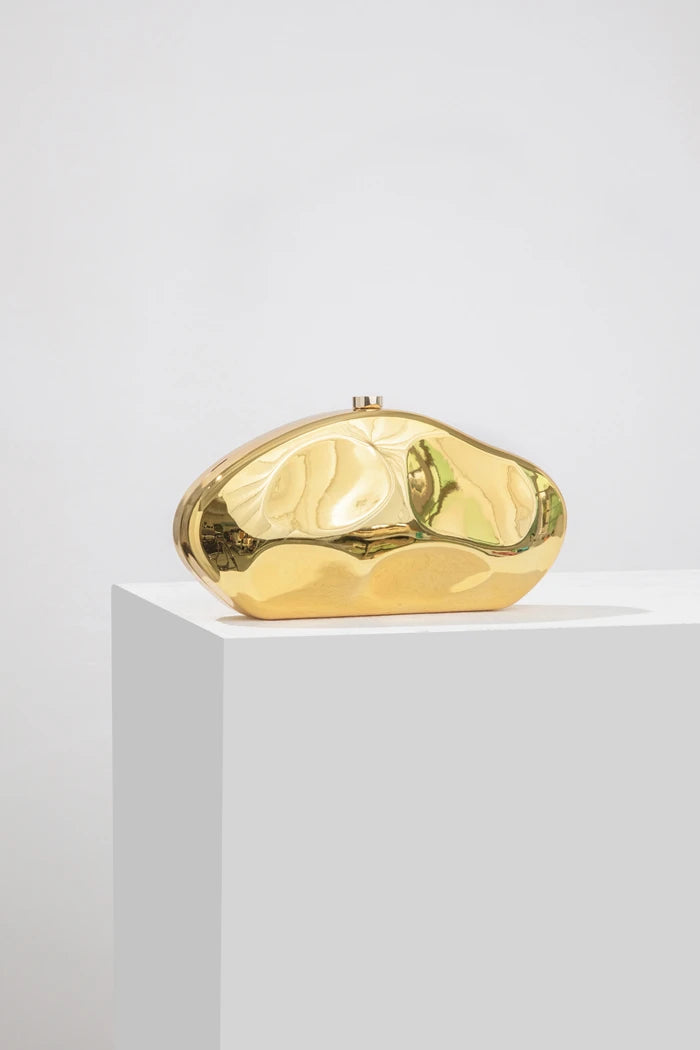 Gold Acrylic Oval Evening Mini Clutch Bag