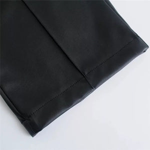 Black Faux Leather Slim Fit Trousers