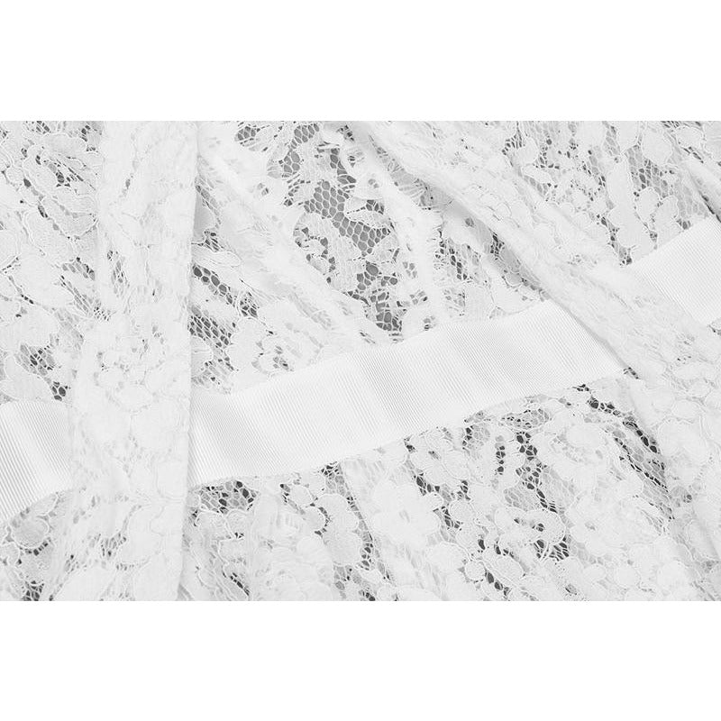 Long Sleeve Keyhole Lace Ruffles Jumpsuit