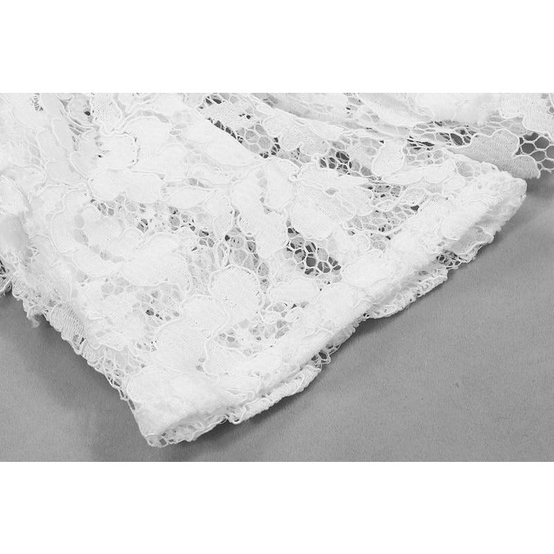 Long Sleeve Keyhole Lace Ruffles Jumpsuit