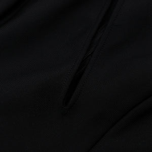 Black Long Sleeve Bandage Mid Calf Dress