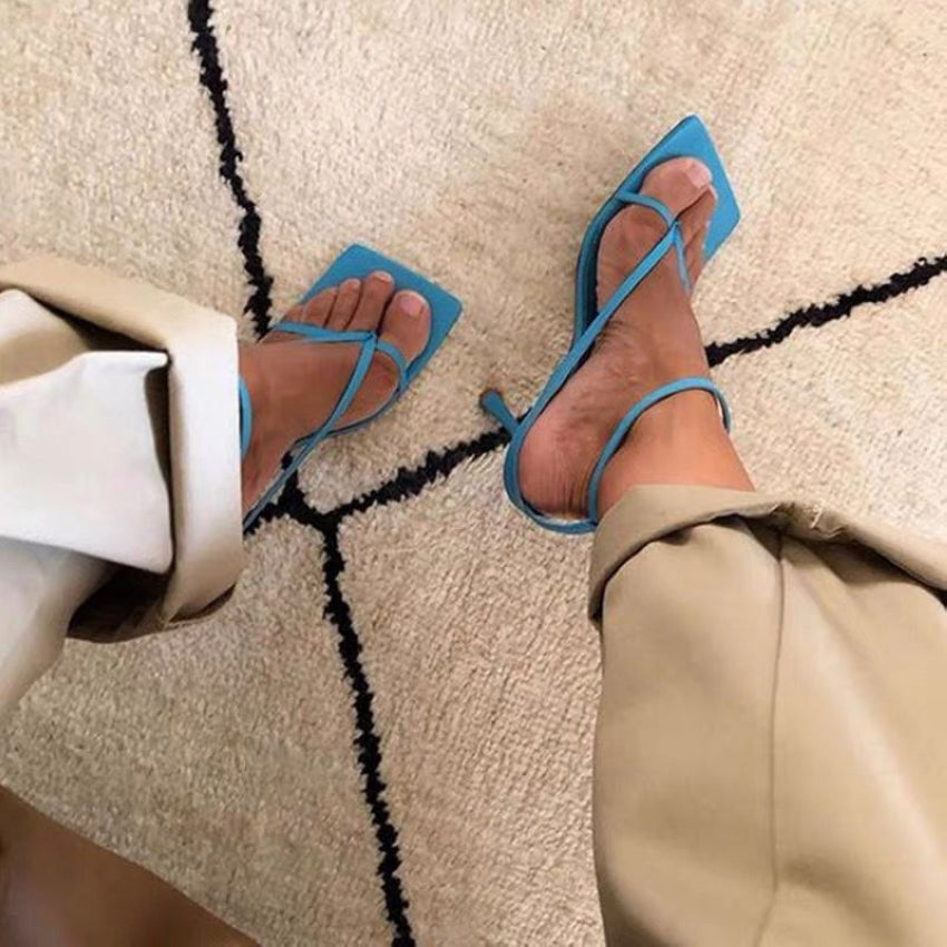 Square Toe Buckle Strap  High Heels