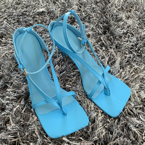 Square Toe Buckle Strap  High Heels