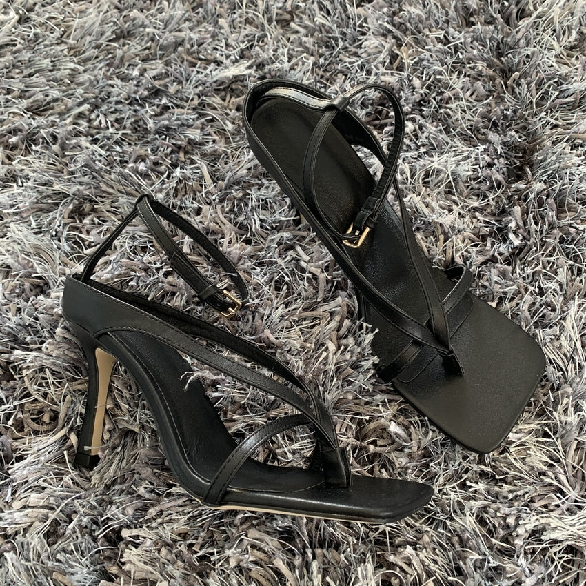 Square Toe Buckle Strap  High Heels