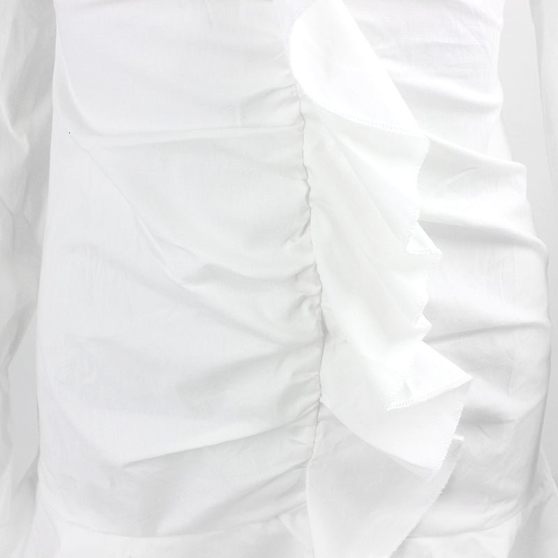 White Off Shoulder Ruffle Mini Dress